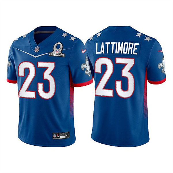Men's New Orleans Saints #23 Marshon Lattimore 2022 Royal Pro Bowl Stitched Jersey